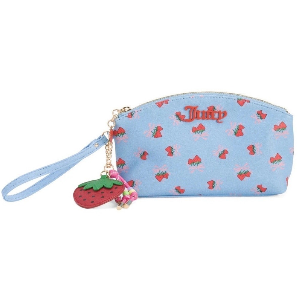 Juicy Couture Sweet Strawberry Blue Gleam Gusset Pouch NWT Bag Wristlet Clutch